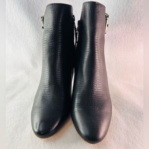 Burberry Black Croc-Embossed Ankle Boots